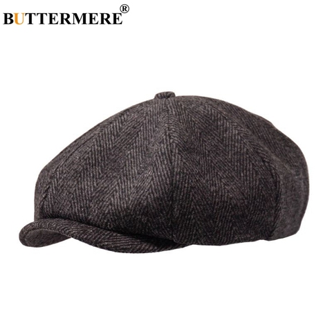 BUTTERMERE Newsboys boina Herringbone hombres gorras lana Casual invierno Plaid Inglaterra estilo clásico octogonal sombreros y casquillo ► Foto 1/6