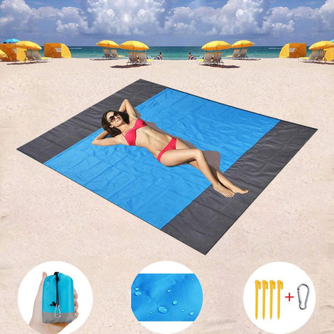 Toalla de playa impermeable con bolsillo, toalla grande y portátil para acampar, toalla para exterior, Picnic en la playa ► Foto 1/5