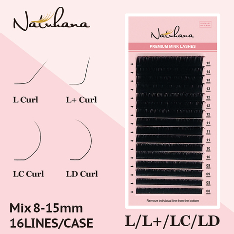 NATUHANA L/L +/LC/LD/LU(M) curl extensión de pestañas postizas 8-15Mix negro mate PBT visón pestañas para el injerto en forma de L maquillaje pestañas ► Foto 1/6