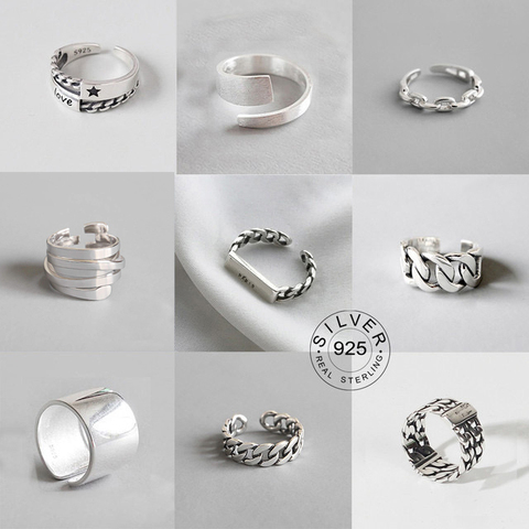 Anillos abiertos de Metal con letras Punk para mujer y hombre, joyería de fiesta, regalos con letras, Color plateado Vintage ► Foto 1/5