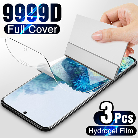 3 películas de hidrogel en el Protector de pantalla para Samsung Galaxy S10 S20 S9 S8 Plus S7 S6 Edge Protector de pantalla para Note 20 8 9 10 ► Foto 1/6