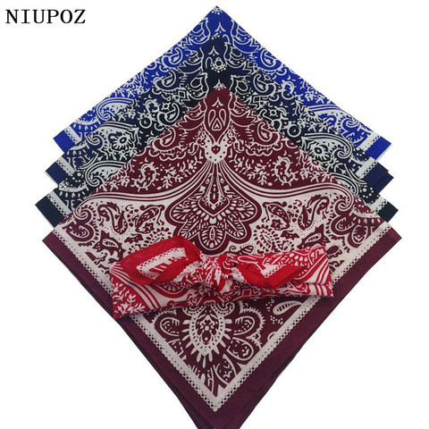 Foulard de 58x58cm para mujer, Bandana de algodón de Hip Hop, pañuelo cuadrado de anacardo, diadema Unisex, Cachemira roja negra de alta calidad ► Foto 1/6