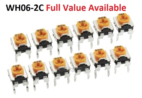 20PC 10K WH06-2C 101, 103, 201, 501, 102, 202, 502, 203, 503, 104, 204, 504, 105 resistencia Variable/2/5/50/k 200R/ajustable potenciómetro ► Foto 1/1