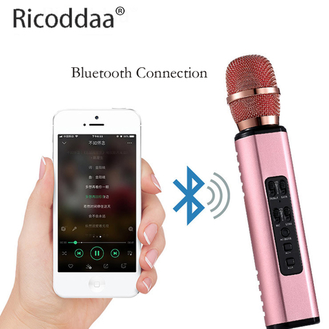 Micrófono inalámbrico con Bluetooth para Karaoke, dispositivo inteligente portátil con altavoces dobles para teléfono móvil, Karaoke familiar ► Foto 1/6