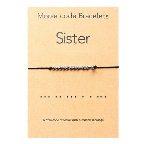 Pulsera de código de hermana Morse, cuentas de acero inoxidable en cordón de seda, siempre mi hermana, para siempre, hermana perfecta, idea de cumpleaños ► Foto 1/2