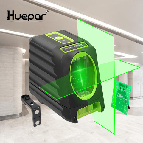 Huepar-Láseres de líneas verticales y horizontales autonivelantes, nivelador láser de línea transversal de luz verde, ajuste de nivel de 150 grados, 510nm, láser cónico para uso en exteriores ► Foto 1/6