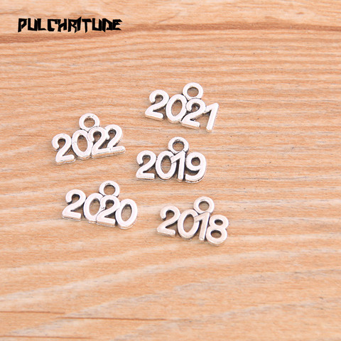 60 uds 10*14mm de aleación de Metal Color dos años encantos 2022, 2022, 2022, 2023 colgante para fabricación de joyería DIY hecho a mano artesanía ► Foto 1/6