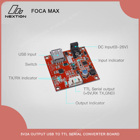 NEXTION-placa Convertidora de serie Foca Max, salida USB a TTL, 5V2A, comunicación TTL para Módulo de pantalla LCD Nextion HMI ► Foto 1/2