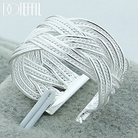 DOTEFFIL-anillo abierto de Plata de Ley 925 con diseño de cruz, joyería de compromiso, para mujeres ► Foto 1/5