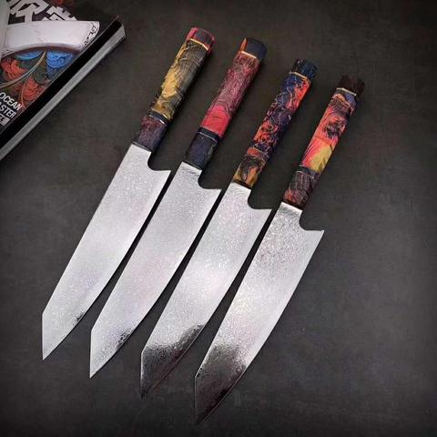 Cuchillo de Chef de acero de Damasco cuchillos utilitarios japoneses Santoku cuchilla afilada cuchillo de cocina estabilizado mango de madera ► Foto 1/6