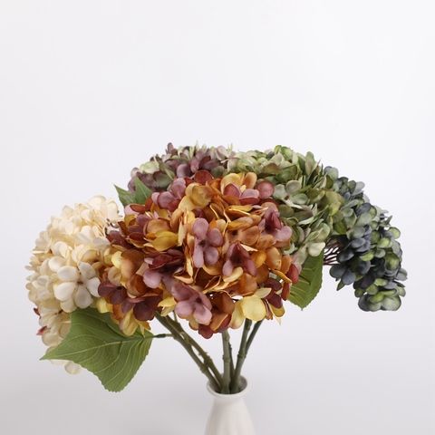 Flores falsas artificiales de hortensia, accesorios de decoración para el hogar, regalos de boda, accesorios de tiro, ramo de novia artesanal para interiores, 1 ud. ► Foto 1/6