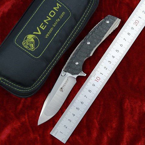 Kevin John-cuchillo VENOM II M390, rodamiento de bolas, cuchillo plegable abatible, mango de titanio, caza, supervivencia, engranajes para exteriores ► Foto 1/6