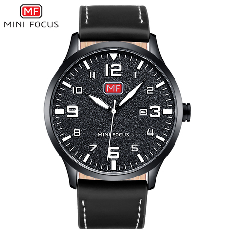 MINI FOCUS-Reloj de pulsera de cuarzo para hombre, resistente al agua, correa de cuero negro, de marca de lujo, Masculino ► Foto 1/6