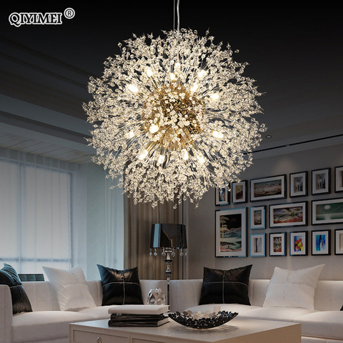 Candelabro LED moderno para interiores, iluminación de cristal dorado/plateado para dormitorio, guardarropa, salón, comedor, sala de estudio, luces para el hogar ► Foto 1/6