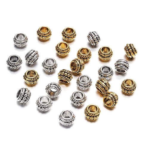 30 unids/lote 8mm oro plata antiguo plateado espaciador suelto cuenta para la fabricación de joyas pulsera Vintage hallazgos de cuentas suministros hechos a mano ► Foto 1/6