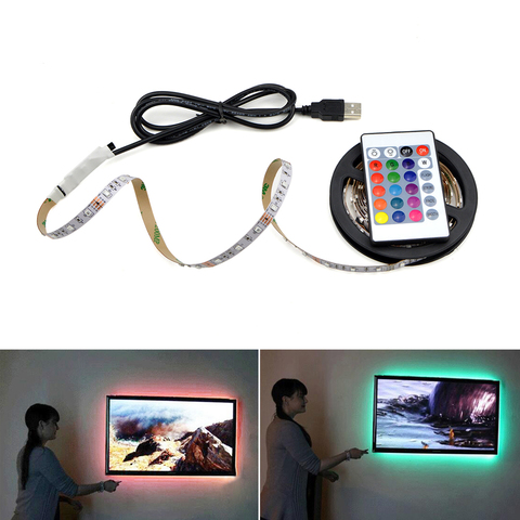 LED de luz de la noche de DC5V con puerto USB de Cable de 50 cm 1 m 2 m 3 M 4 m 5 M USB LED Luz de tira de la lámpara SMD 3528 para TV/PC/ordenador portátil ► Foto 1/6