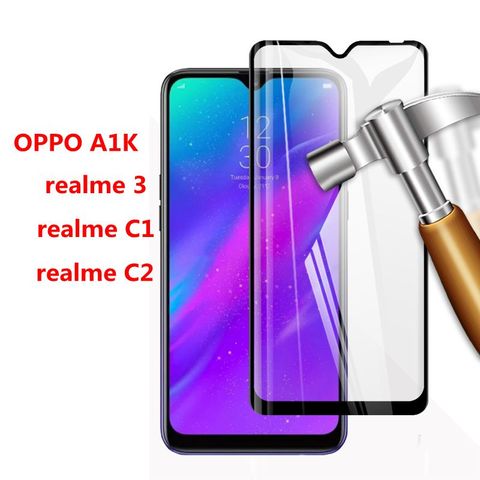 Pegamento total para vidrio templado, funda completa templada para Oppo A1K realme 3, película protectora de pantalla para Oppo realme C1 C2 ► Foto 1/6