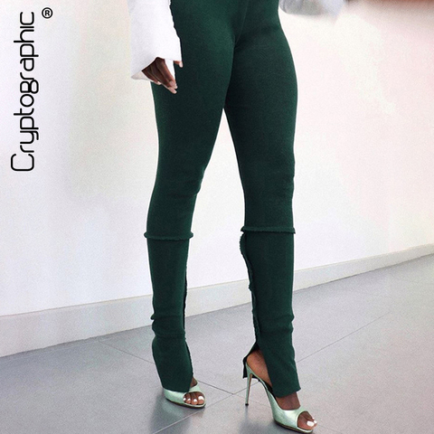 Cryptographic-pantalones acampanados informales para mujer, mallas de cintura alta con abertura a la moda, ropa de calle ajustada para Otoño e Invierno ► Foto 1/6
