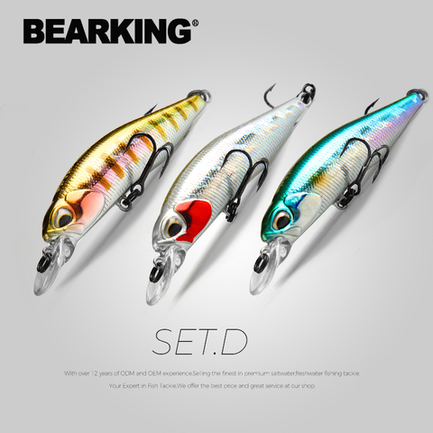 BEARKING-Señuelos de Pesca profesionales UV, 3 uds. Por juego, 63mm, 5g, manivela minnow, sistema magnético, modelo wobbler, cebo de manivela ► Foto 1/6