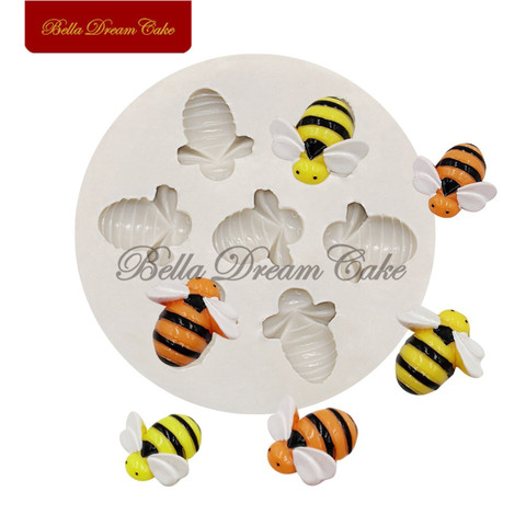 3 estilos poco abeja de silicona molde para dulce pastelero de Chocolate pastel moldes para fiesta de cumpleaños decoración de pasteles herramienta utensilios de cocina para horno ► Foto 1/1