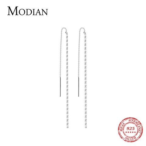 Modian-pendientes colgantes de borla con cadena larga para mujer, de Plata de Ley 925, aretes clásicos, joyería de boda ► Foto 1/5