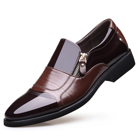 NPEZKGC nueva primavera moda Oxford negocios hombres zapatos de cuero genuino de alta calidad suave Casual transpirable hombres zapatos planos Zip ► Foto 1/6
