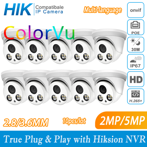 Hikvision Compatible ColorVu 5MP cúpula cámara IP POE 8MP casa seguridad CCTV Cámara 1080P IR 30m ONVIF H.265 P2P Plug & play IPC ► Foto 1/6