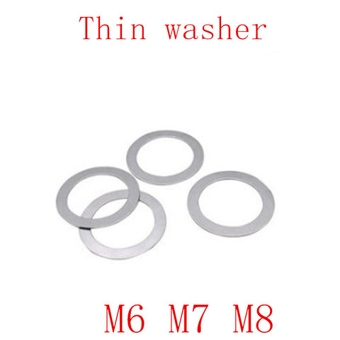 100 unids/lote M6 M7 M8 plana de acero inoxidable lavadora ultrafino Junta Ultra-delgada shim espesor 0,1, 0,2, 0,3, 0,5 1 ► Foto 1/1