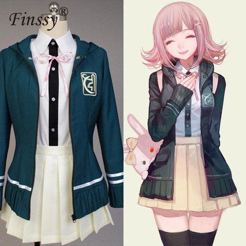 DanganRonpa 2-disfraces de Cosplay de Chiaki Nanami para niñas, chaqueta, camisa, falda, conjunto de calcetines de peluca personalizados, ropa de mujer ► Foto 1/6