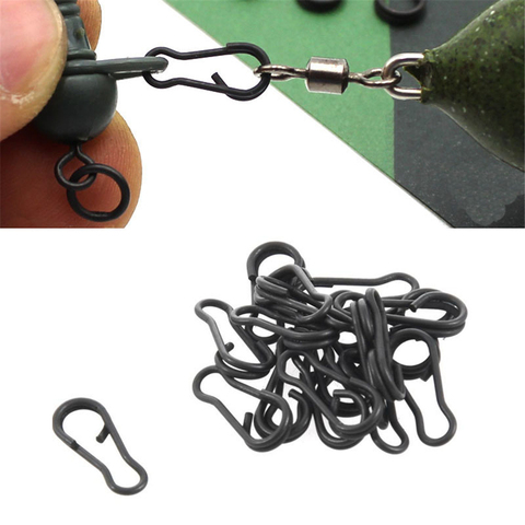 30 unids/lote de Clips de pesca de carpa, Conector de cambio rápido múltiple, negro mate, fácil enlace, eslabones, Terminal a presión, aparejos giratorios ► Foto 1/5