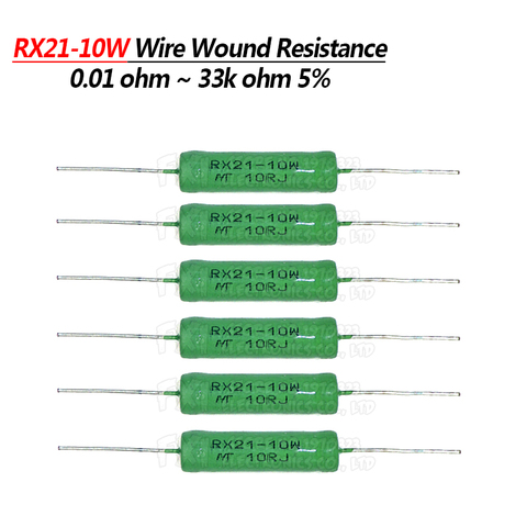 5 uds RX21 10W alambre herida de resistencia 5% 1R 10R 100R 1K 10K 12K 15K 18R 20R 22R 24R 27R 30R 33R 36R resistencia ► Foto 1/4