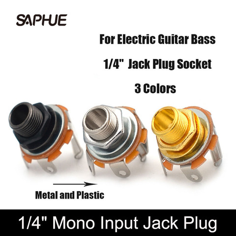 Mono enchufe para clavija de guitarra eléctrica, 3 colores, 1/4 pulgadas, salida de pastilla de guitarra, enchufe para clavija 6,35 ► Foto 1/6