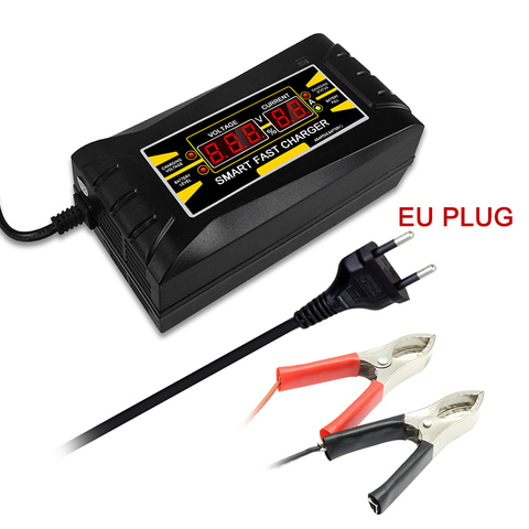 Cargador de batería automático completo para coche 12V 6A/10A carga rápida inteligente pantalla LCD Digital de plomo seco húmedo enchufe UE/EE. UU. ► Foto 1/6