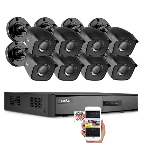 SANNCE-Sistema de videovigilancia de seguridad para el hogar, kit de cámara de visión nocturna impermeable, grabador de vídeo DVR 1080N de 8 canales, 4/8 Uds., 2MP ► Foto 1/6