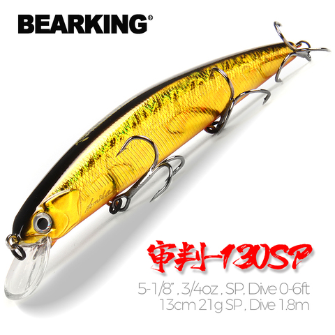 Bearking 13cm 21g modelo caliente Señuelos de Pesca cebo duro 10 colores para elegir minnow, calidad profesional minnow depth1.8m ► Foto 1/6