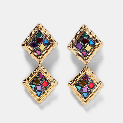 Pendientes colgantes de cristal za Vintage plana para mujer, joyería de lujo para fiesta para mujer ► Foto 1/6