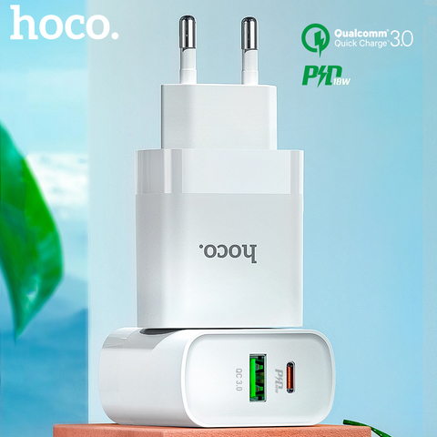 HOCO USB cargador de carga rápida QC PD cargador 20W QC4.0 QC3.0 USB tipo C cargador rápido para iPhone 11Pro X Xs X 8 teléfono Xiaomi enchufe de la UE ► Foto 1/6