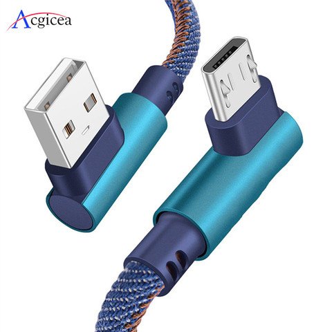 Cable Micro Usb para Samsung S7, Huawei, Xiaomi Redmi, carga rápida, sincronización de datos, Cable USB, Cable Micro Usb de 90 grados, Cable Micro USB de 0,25 M, 1M, 2M ► Foto 1/6