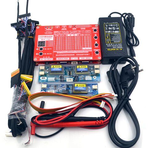 Kit de herramientas de prueba LED TV/LCD/portátil, probador de panel led compatible con interfaz LVDS de 7-84 pulgadas, 14 líneas de pantalla, tablero de alta presión y adaptador ► Foto 1/6