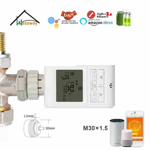HESSWAY válvula termostática de radiador por puerta de enlace inalámbrica para termostato TUYA Zigbee IEEE 802.15.4, 2,4 GHz 868MHz 915MHz ► Foto 1/6