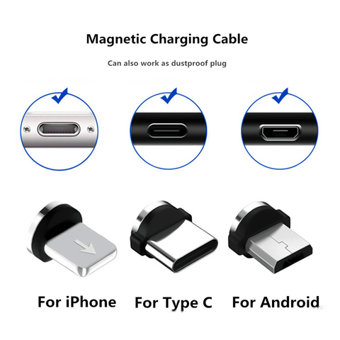 Adaptador de Cable USB magnético para iPhone, 8 pines, Micro tipo C, carga rápida, para Android ► Foto 1/6