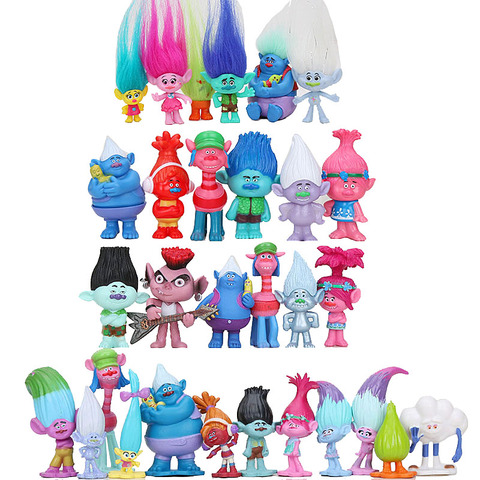 6 unids/set Hasbro Trolls juguetes figura de acción Poppy rama Biggie tipo diamante poco nube tipo criatura figura juguetes de los niños ► Foto 1/6