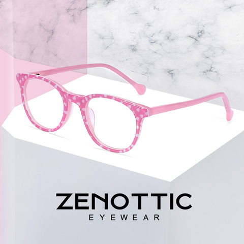 Montura de gafas de miopía óptica ZENOTTIC montura de gafas de moda de acetato rosa para niñas monturas de gafas transparentes bonitas para niños ► Foto 1/6