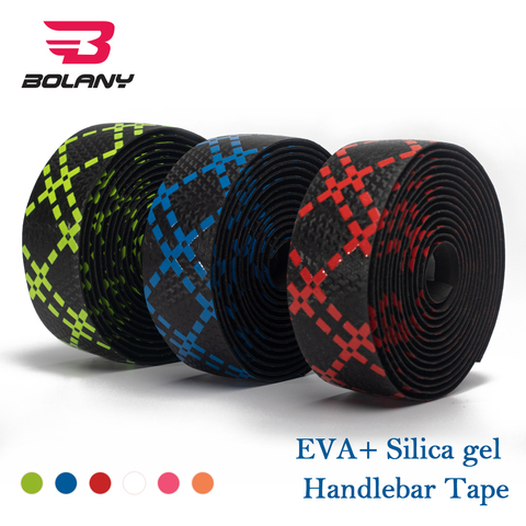 Bolany-Cinta de manillar de silicona para bicicleta, 1 par con tapones de barra, suave, antideslizante, Gel de sílice, Correa EVA, corcho, accesorios para bicicleta de carretera ► Foto 1/1