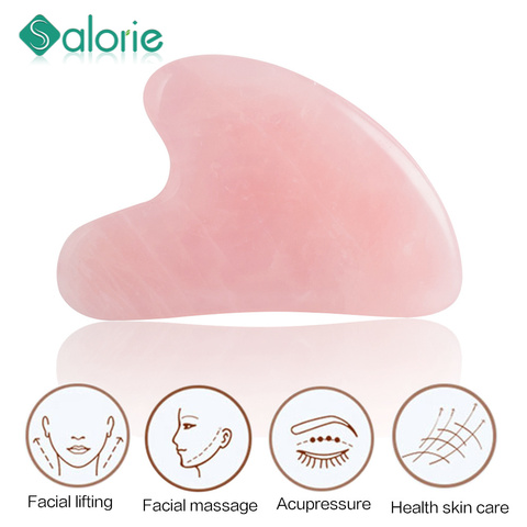 Natural Jade Guasha tabla de piedra Gua Sha raspador masajeador para cara de cuarzo rosa Gua Sha placa cuerpo de plástico ABS rodillo para masaje facial ► Foto 1/5