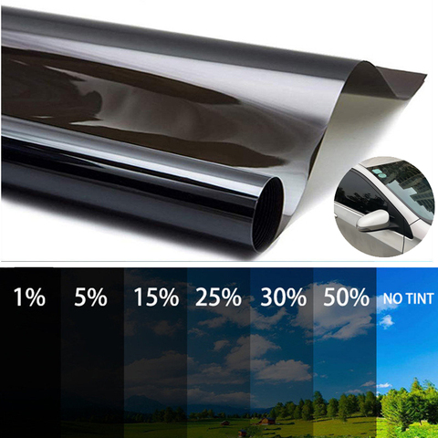 Película tintada de ventana de coche, rollo de película adhesiva protectora Solar UV para el hogar, 300x50cm, negro, 5%-50% ► Foto 1/6