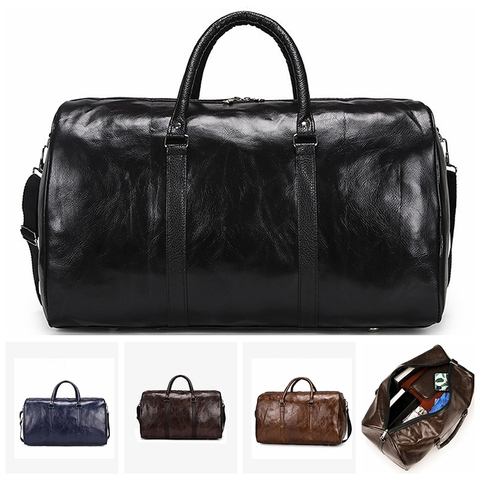 Bolso de viaje de cuero grande Duffle independiente grandes bolsas de Fitness bolso bolsa de equipaje bolso de hombro Negro hombres moda cremallera Pu ► Foto 1/6