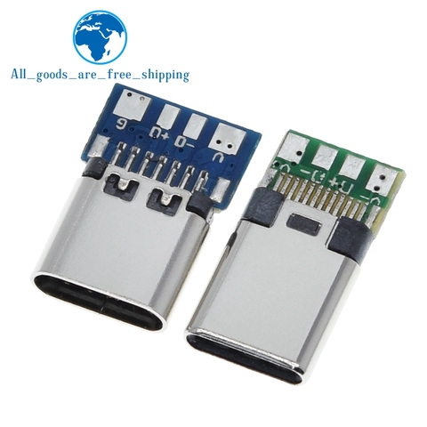 10 Uds. De conector USB 3,1 tipo C, 12/24 pines hembra/Enchufe macho adaptador para enchufe a Cable de soldadura y 24 Pines, compatible con placa PCB ► Foto 1/6