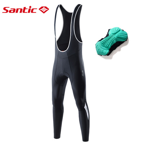 Santic-mallas acolchadas para ciclismo, pantalones reflectantes de compresión, térmicos, de lana con cremallera, para invierno ► Foto 1/6