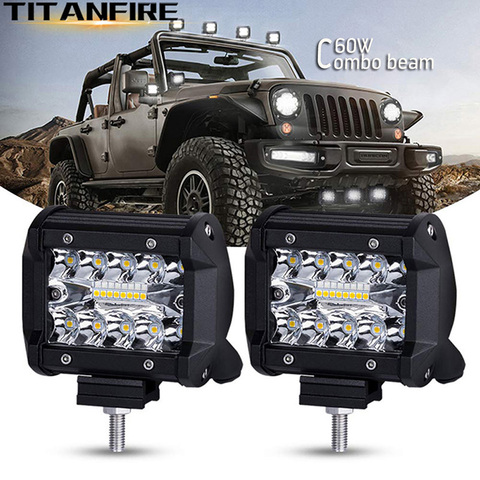 TF30 4 pulgadas Combo 60W Barra de luz LED de obra conjunto de luces antiniebla LED para coches todoterreno Tractor camión bote 4x4 SUV 12 V/24 V ► Foto 1/6